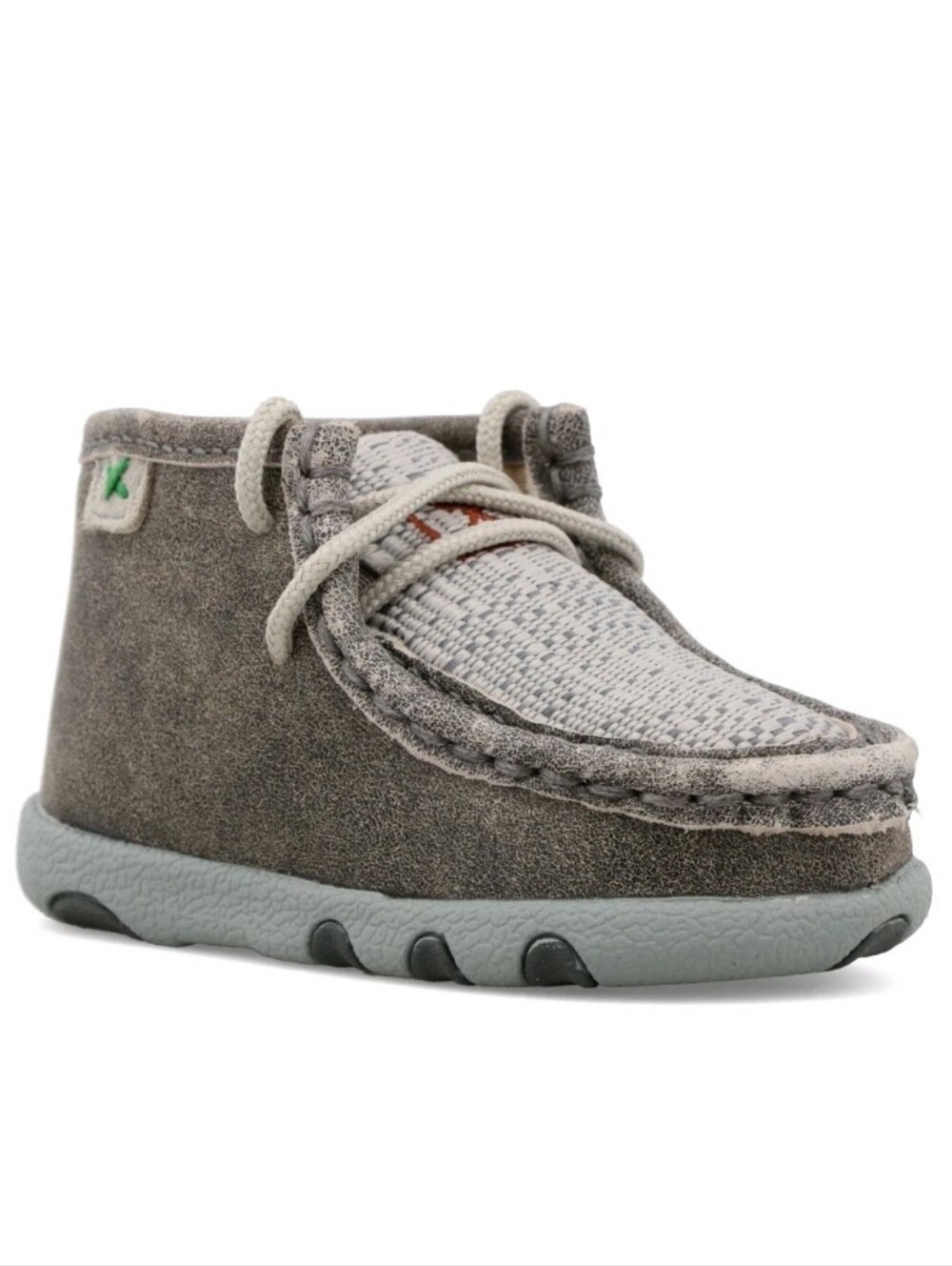Kids Twisted X Grey Leather Chukka Driving Moccasin Shoes Size 8 Comfort